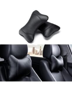 HERIOS Car Neck & Back Pillow Set - Neck & Lumbar Support Pillow for Chair, Car Seat, Wheelchair, Gaming, Office Chair - Enhanced Comfort Memory Foam Headrest & Back Cushion (B), black