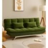 Harmony Home Suede Fabric Sofa  Bed – Modern Folding Convertible Sofa Bed with Pillow, Compact Space-Saving Design for Living Room, Apartment, Dorm & Office - Green