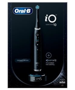 Oral-B iO Series 10 Rechargeable Electric Toothbrush Set, Cosmic Black, Our Best Clean, with Interactive Display Screen & Smart Pressure Sensor, 1 Set