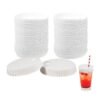 Arabest 100pcs Disposable Paper Cup Cover, Recycled Drinking Lid, Cup Covers for Drinks with Straw Hole, White Coffee Cup Cover, Hot Cup Lids for Home Kitchen Cafe Parties Wedding Hotel Bars, 7.5*7.5cm