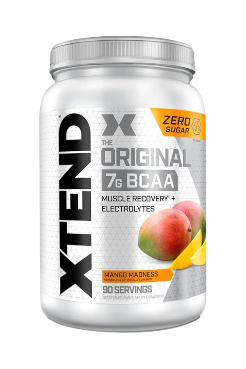 XTEND Original BCAA Powder Zero Sugar With Electrolytes for Hydration & Muscle Repair, Post-Workout Supplement, Lemon Mango Madness Flavor - 90 Servings