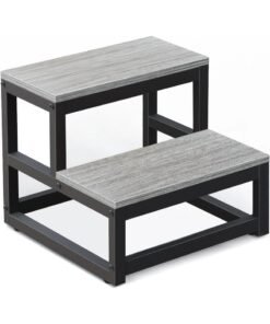 WALALLA 2-Step Wooden Step Stools for Adults Kids, Heavy Duty Bedside Stepping Stool, Bed Steps, Metal Foot Stool, Home Booster Pad, Under Desk Footrest for Home Office