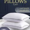 FASHION DIAMOND Set of 2-Pieces of Hotel Pillows with pillowcases, for Back, Neck and Shoulder for sleeping Support Soft Fluffy Hotel Pillow 74x48cm