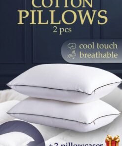 FASHION DIAMOND Set of 2-Pieces of Hotel Pillows with pillowcases, for Back, Neck and Shoulder for sleeping Support Soft Fluffy Hotel Pillow 74x48cm