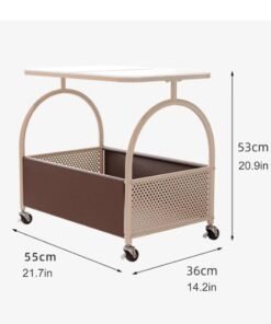 Alternative view of XiuWoo Rolling Side Table with Wheels Mobile Cream Accent Table for Living Room, Bedroom, Balcony Minimalist End Table, Nightstand, Sofa Side Table Space-Saving Modern Furniture, Easy Move Home Decor Black+Brown Glass