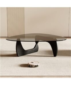 Alternative view of WALALLA Modern Glass Coffee Table, Simple Small Table for Living Room, Elegant Center Table, Stylish Coffee Table for Apartment and Office, Unique Triangle Tea Table,Tempered Glass + Solid Wood Base,Black  83*57*40cm