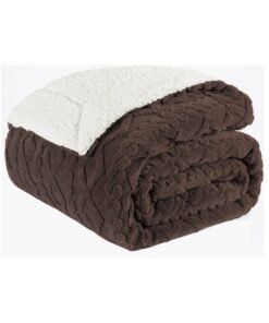 Fabienne Jacquard Sherpa Blanket Super King Size Faux Fur Bed Blanket 220x240cm Flannel Fleece Reversible Blanket Double Size Warm and Plush Throw Blanket Dark Brown