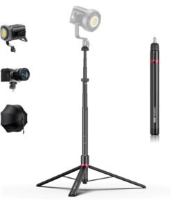 ULANZI AT-05 2M Heavy Duty Foldable Light Stand, 6.56ft Extendable Tripod for Strobe Lights, Webcams, Cameras & Softboxes, Bearable Load up to 5kg