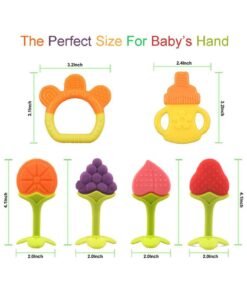 Bebiland 6 Pack Baby Teether Toys, Newborn Infant Baby Teethers Freezer Safe Silicone Baby Teether Toys, Teething Toys for Babies 0-6 Months