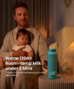 Paruu Portable Bottle Warmer for Travel, Easy-Clean Wide Mouth, Portable Milk Warmer with Fast Heating for Night Feeding, 7-Temp Control, Large 12oz - Image 4