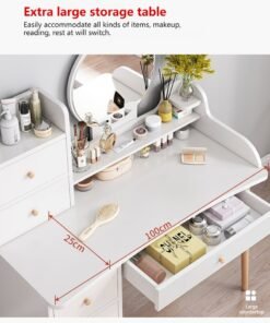 Alternative view of Sharpdo LED Mirror Make up Table, Modern Minimalist Bedroom Dressing Table, Vanity Table with 7 Drawers for Storage and Partition Storage Dressing Table With Drawers Vanity Table Beautiful Makeup Table (Without Chair)