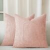 a moment Pink Chenille Cushion Cover Throw Pillow Covers 50x50 CM Pack of 2 Modern Decorative Pillowcase Farmhouse Cross Pillows