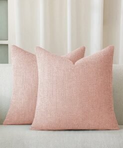 a moment Pink Chenille Cushion Cover Throw Pillow Covers 50x50 CM Pack of 2 Modern Decorative Pillowcase Farmhouse Cross Pillows