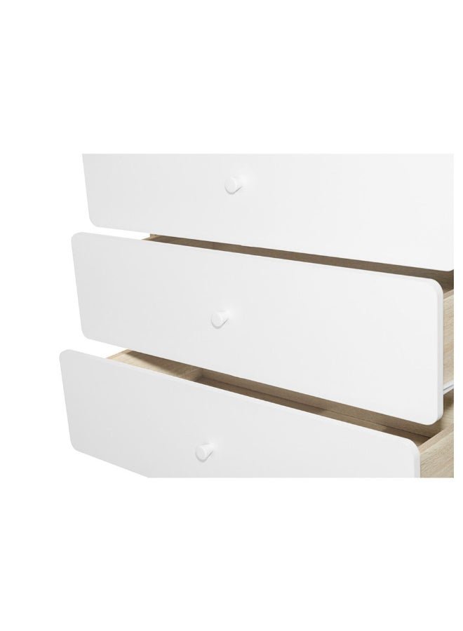 DANUBE HOME Kinder 3 Drawers Dresser Durable Vanity Table Dressing Makeup Desk With Storage Modern Design Bedroom Furniture L 80 x W 38 x H 72 cm-White & Sonoma Oak - Image 4