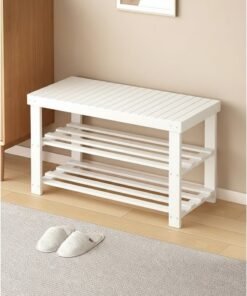 Alternative view of CozyNest 3-Tier Bamboo Shoe Rack Bench, Entryway Shoe Storage Organizer with Seating, Ideal for Entryway, Bathroom, and Bedroom