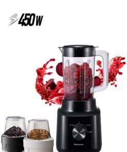 Panasonic Blender With Powerful 450W Motor, Curved Stainless Steel Blade For Easy Cutting & Smooth Blending, 1.0L Plastic Jug For Easy Handling, 2 Dry Mill For Grinding , 2 Speed+1 Pulse, Safety Lock 1.45 L 450 W MX-CP3121KTZ Black