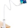 Phone Holder 360 Adjustable Lazy Holder Mount Clamp with Sturdy Aluminum Alloy Arm Compatible for iPhone 13/13 Mini/13 Pro/13 Pro Max 12 11 Pro Max, Samsung S22 S21 All 4"-7.1" Phones（White）