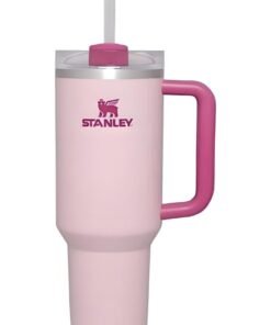 Stanley 40oz Quencher H20 Flowstate Stainless Steel Vacuum Insulated Tumbler with Lid and Straw for Water, Iced Tea or Coffee, Smoothie and More, Cream (Flamingo Pink)