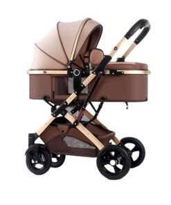 Beauenty High Landscape Fold Baby Stroller With Rubber Wheels - Khaki