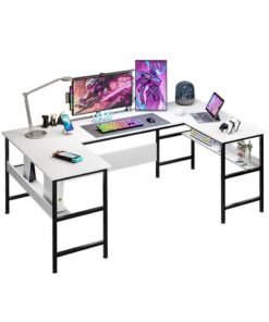Alternative view of Stubborn Large Gaming Table, 180cm U Shaped desk, Texture Desktop Corner Computer Desk, U Office Desk with Storage Shelves, Gaming Desk for Office and Gaming Area
