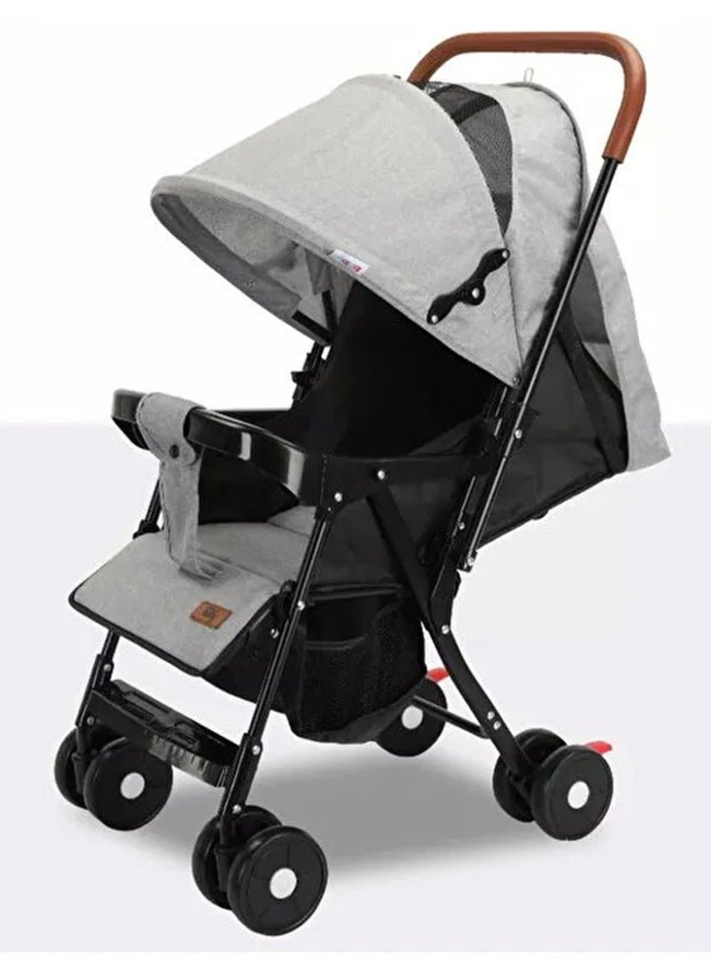 DubaiGallery “Heavy-Duty Baby Stroller with Strong Frame & Soft Cushion Seat | Foldable Travel Pram with Canopy, Safety Belt & Storage Basket for Newborns and Toddlers”