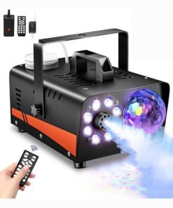 Garlo Smoke Machine, Fog Machine with Disco Ball Lights, 600W and 3000CFM with 13 Colorful LED Lights Effect, Wireless Remote Control, Perfect for Parties, Wedding, Halloween, and DJ Stage, Indoor