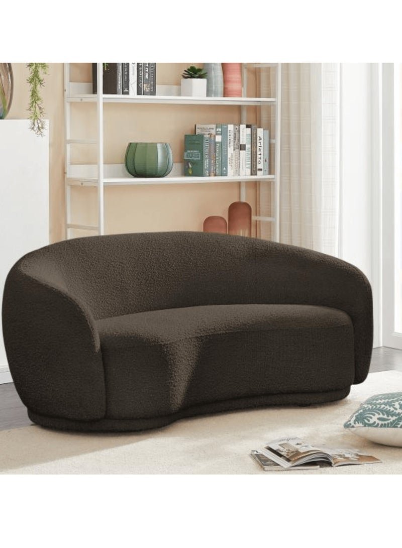Wooden Twist Snug Rounded Back Rich Modern Boucle 2 Seater Sofa
