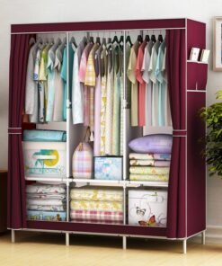 Self-Pickup Simple Wardrobe Fabric Wardrobe With Reinforced Steel Frame, Single-Person Storage, Dustproof