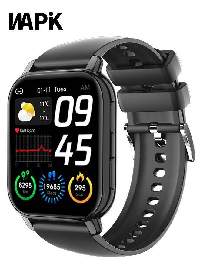 WAPIK Korean Brand P5S Smart Watch,Business Smartwatch,Waterproof Fitness Watch, Bluetooth Calling,Smart watch for Men, Zinc Alloy Vacuum Plating, Heart Rate Monitoring,Smart watch for women Black