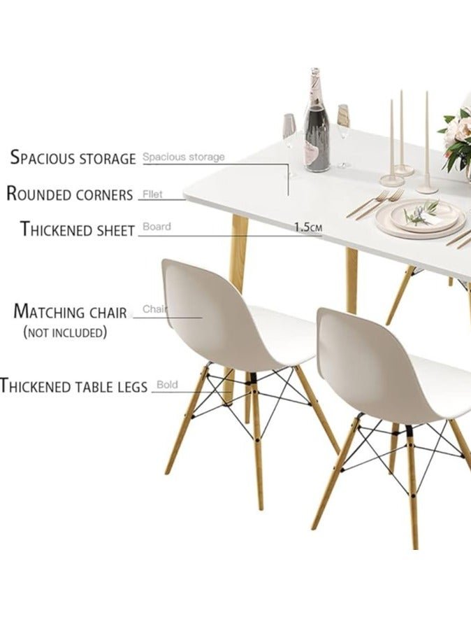 Dining Table, Modern Coffee Table Lunch Table with Solid Wooden Legs, Simple Square Side Desk Kitchen Table for Small Space Like Home Living Room Kitchen Dining Room Lounging Cafeterias (Retangular, 120 * 60 * 73CM) - Image 3