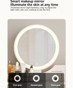 Sharpdo Bedroom Dressing Table Makeup Dressing Table with Mirror and Light, Makeup Dressing Table with 2 Drawers and Storage Shelves Dressing Table With Drawers Vanity Table Beautiful Makeup Table (Without Dressing Stool) 80*40*123cm - Image 3