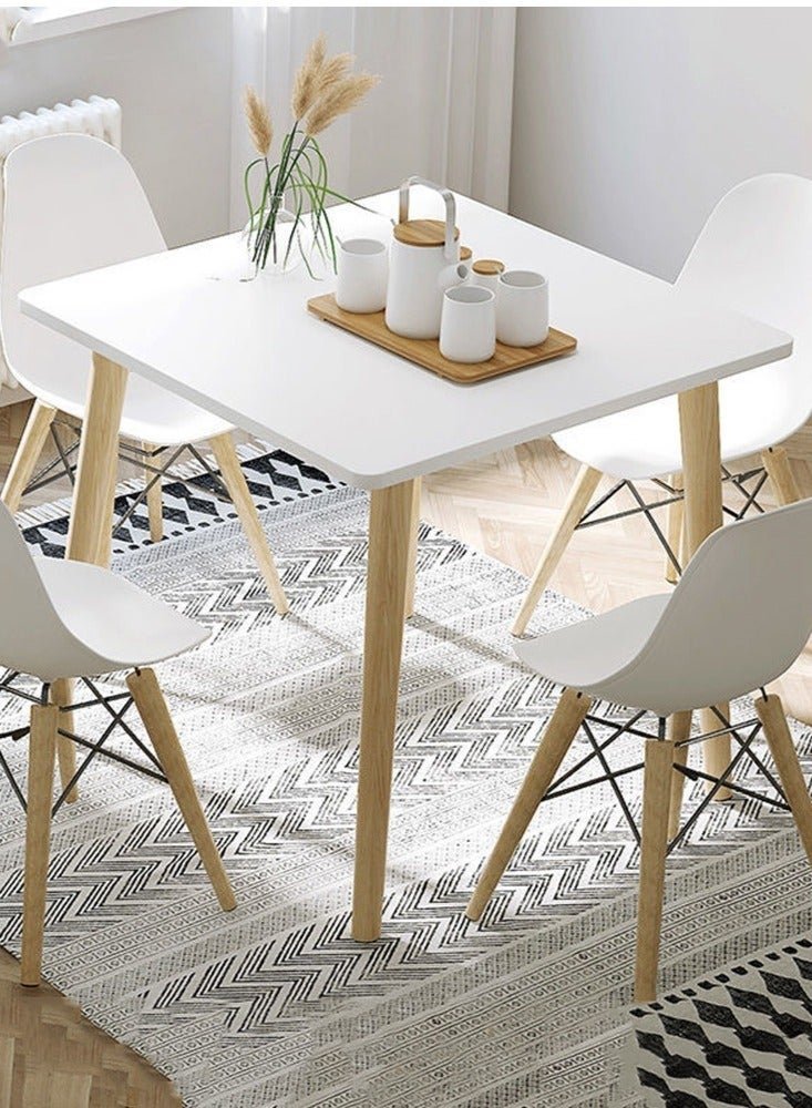 Modern White Dining Table with Spacious Tabletop, Thickened Panels & Sturdy Load-Bearing Legs, Stylish Kitchen Dining Table for Home, Kitchen (Square, SCF-NB-8080)