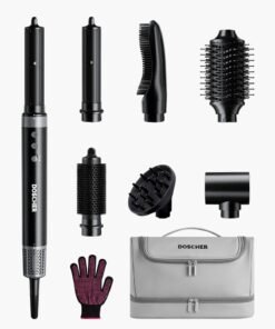 DOSCHER 1400W Professional 7-in-1 Hair Dryer & Styler with Hot Air Brush, Curling Wand, Diffuser Nozzles & Straightener Comb for Salon-Quality Styling at Homer