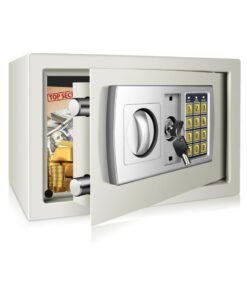 MAMATOONS Steel Safe Box with Digital Keypad and Override Key Safe Box Cash Box for Home Office Jewelry Passport Watches Phone Cash Size 31 x 20 x 20cm 8.5L White