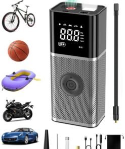 Carsun Portable Tyre Inflator Air Compressor ,22mm Cylinder Electric Tire Inflator with 6000mAh Battery/Digital Display/LED Light,150PSI Strong Cordless Air Pump for Car,Bike,Truck,Motorcycle,Ball,kayak