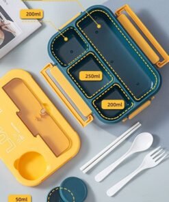 Alternative view of Sharpdo Kids Bento Lunch Box, Lunch Containers for School with 4 Compartments, Utensils and Sauce Container, 1300ml