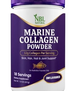 NBL Natural Marine Collagen Powder, Unflavoured, 12g Collagen Per Serving, 221g, 18 Servings