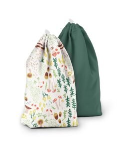Esembly Ditty Bag Duo - Reusable Waterproof Wet Bags for Cloth Diapers, Swimsuits, Toiletries, and Snacks, Set of 2 - Fantastic Fungi and Forest