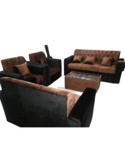 Maharat Al Bahar 7– Seater Sofa Set With Table- 1+1+2+3- Brown/Black 190x80x80