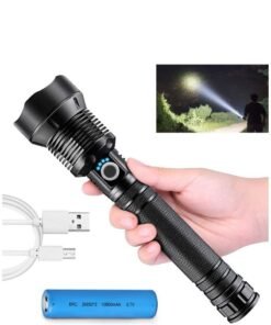 Super Bright Rechargeable LED Flashlights, 90000 Lumens XHP70.2 Tactical Flashlight, 10000mAh Parallel Battery, Zoomable&IPX5 Waterproof