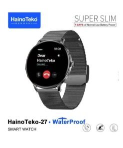 HainoTeko Super Slim Waterproof Smart Watch with Vibrant AMOLED Display, Bluetooth Calling, Heart Rate & Sleep Tracking, Multi-Sport Modes, Long Battery Life, Customizable Faces & 3 Straps – Unisex Smartwatch Black