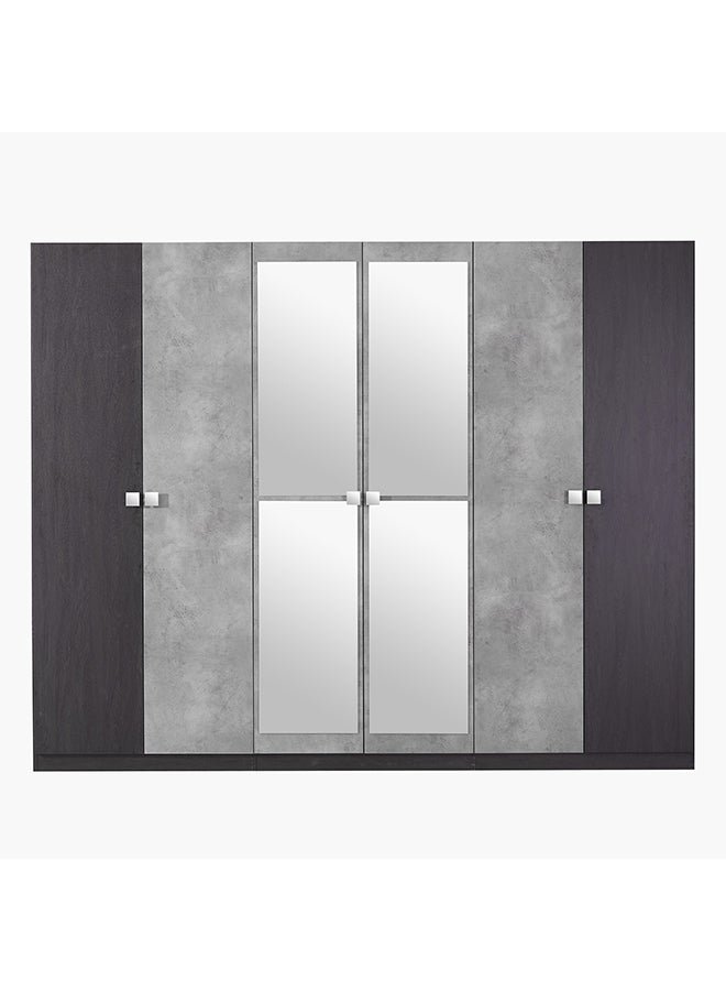 Home Box Cambridge 6-Door Wardrobe with Mirror 58 x 216 x 271.6 cm