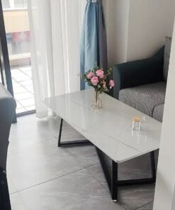Alternative view of C&C Home Modern Nordic Design Rectangular Glass and Steel Frame Sofa Center Table for Dining Room Glass Coffee Table for Living Room Apartment Small Space Offices Furniture 120 x 60 x 45 Centimeter