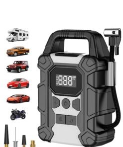 Luttec Digital Car Tyre Inflator,Portable Tire Inflator,Electric Air Compressor with 25mm Cylinder/7800mAh Battery Power Bank/Auto Stop/LED Light/LCD Screen/Handle,150 PSI Fast Cordless Air Pump for Car,Motorcycle,Bicycle,Ball Air Mattress