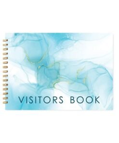 CHAARPAI Visitor Book – 8 x 12 Inches | Blue Ink Pattern Wire Bound Guest Register for Hotels, Offices, Exhibitions & Business Use | Medium Size Visitor Log Book for Reception & Front Desk