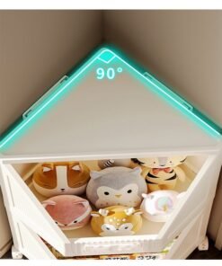 Alternative view of 2-Tier Foldable Stackable Triangular Corner Cabinet Storage Cabinet Multi-Functional Plastic Storage Rack For Kitchen/Living Room/Bedroom