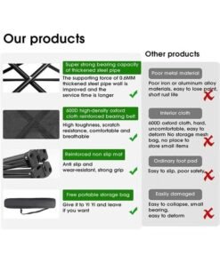 ARNOTEC Portable Folding Camping Chair with Carry Bag – Lightweight Outdoor Chair for Camping, Beach, Hiking, Picnic & Sports – Heavy-Duty Steel Frame, 300lbs Capacity, Full-Back Support - Image 3