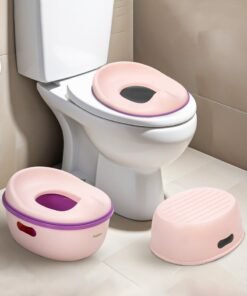 Baybee 3 in 1 Nando Baby Potty Seat For Kids, Baby Potty Training Seat Chair With Splash Guard & Potty Step Stool for Toddlers Kids Western Toilet Seat Potty Seat For 0 to 5 Years Boy Girl Pink