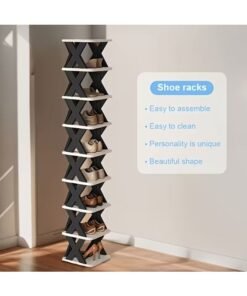 Alternative view of 9-Tier Vertical Shoe Rack, Space-Saving Foldable Shoe Storage Organizer for Entryway, Closet, Bedroom – Lightweight, Stable, Eco-Friendly, Freely Stackable Design for Small Spaces