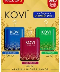Kovi Air Fragrance Power Pod for Bathroom and Car, Oud Range, Malaki, Layan, Haneen, Infused with Essential Oils, 90 days Pack (each pod lasts 30 days), Arabian Nights Range, Pack of 3